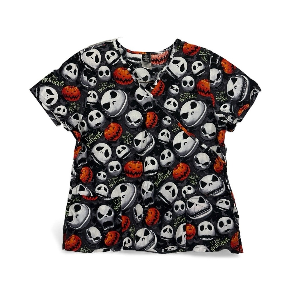 Disney The Nightmare Before Christmas Scrub Top Size‎ LARGE Short Sleeve